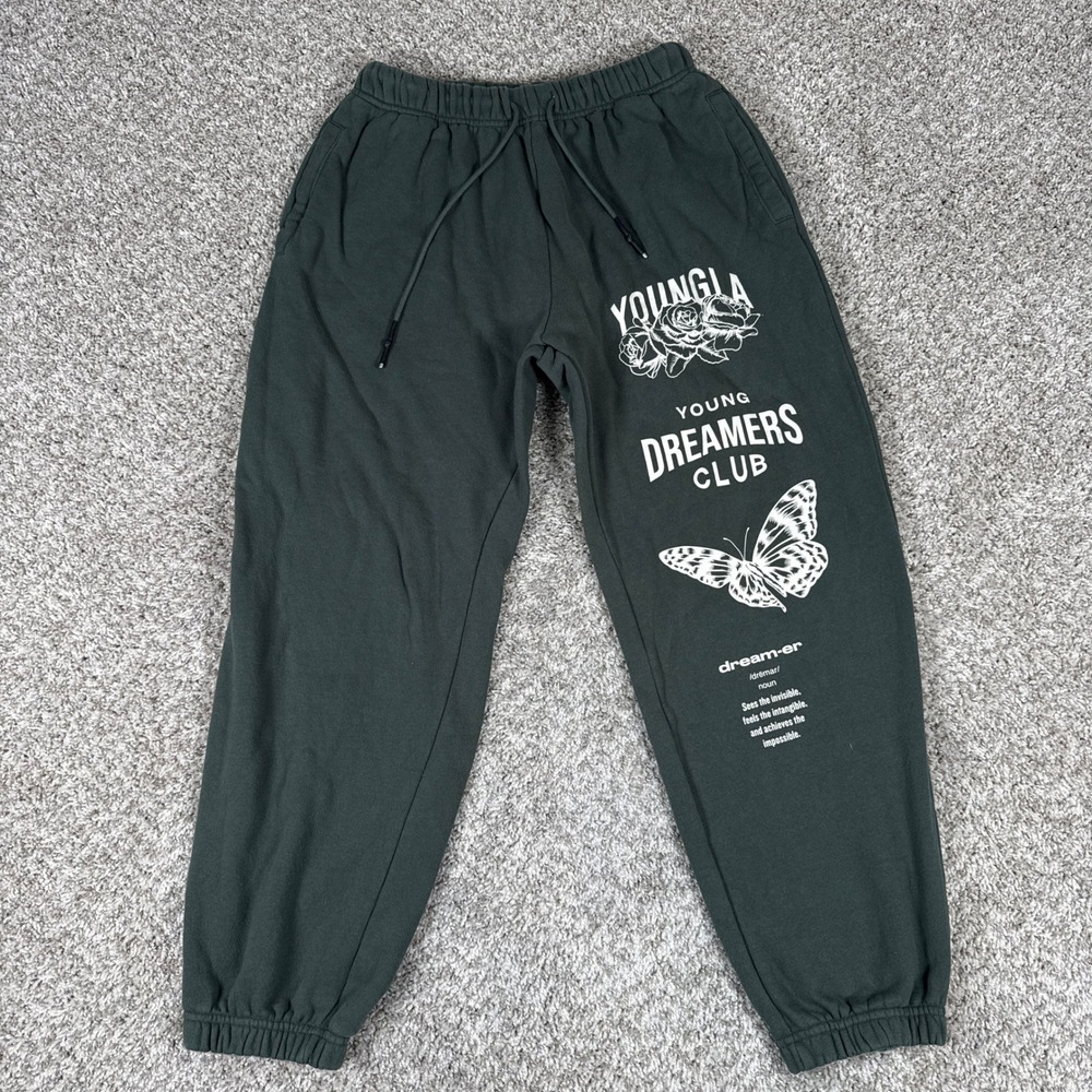 YoungLA Sweatpants Mens Large Green Graphic Cotton Jogger Pump Streetwear